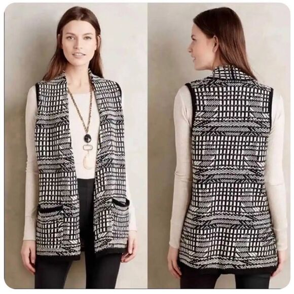 Anthropologie Angel Of The North Roenne Wool Blend Cardigan Vest - Picture 2 of 9
